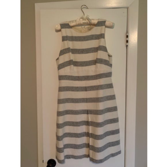 grey and white striped linen dress